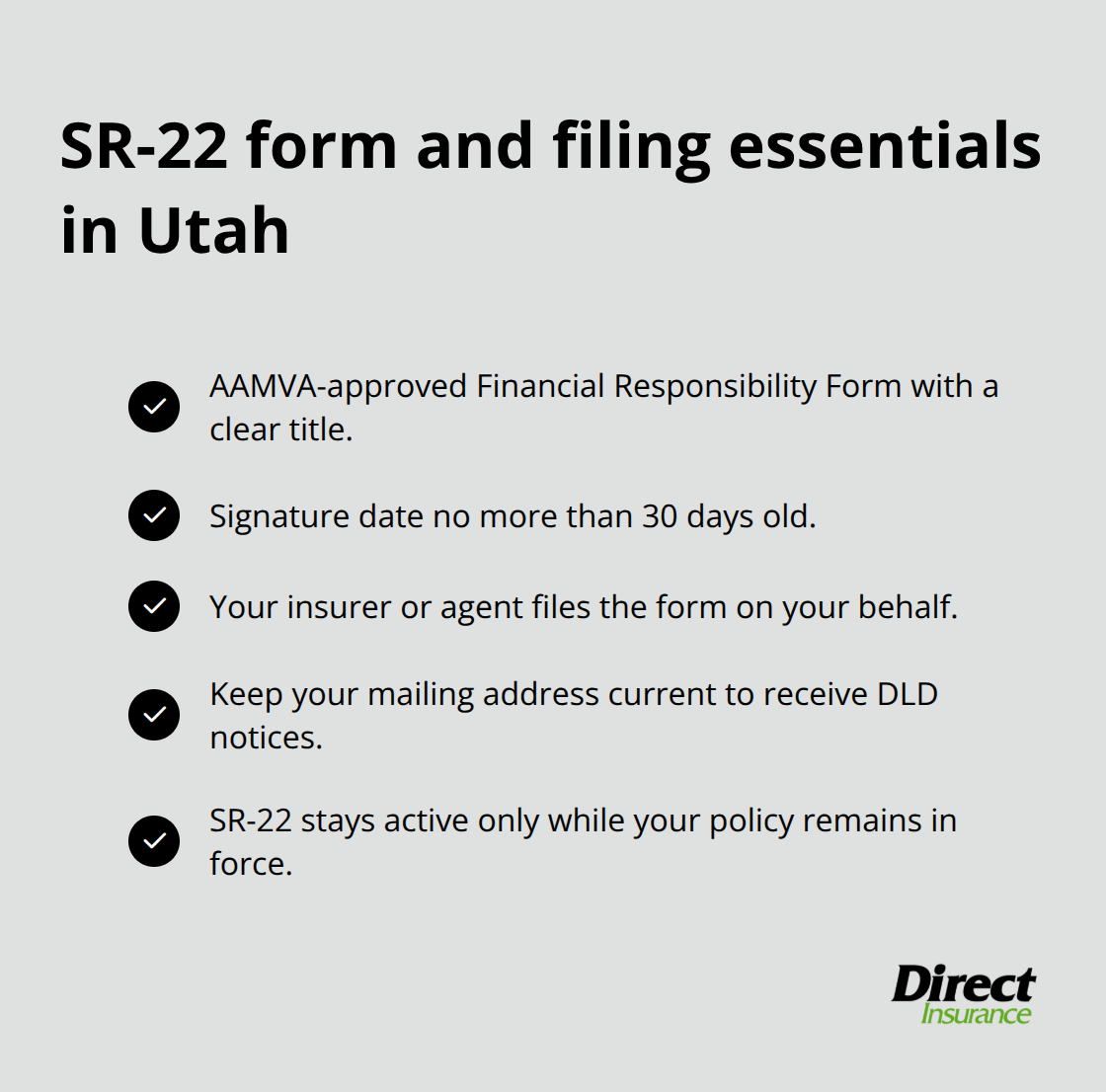 Key SR-22 form requirements and filing process in Utah - SR-22 auto insurance Utah
