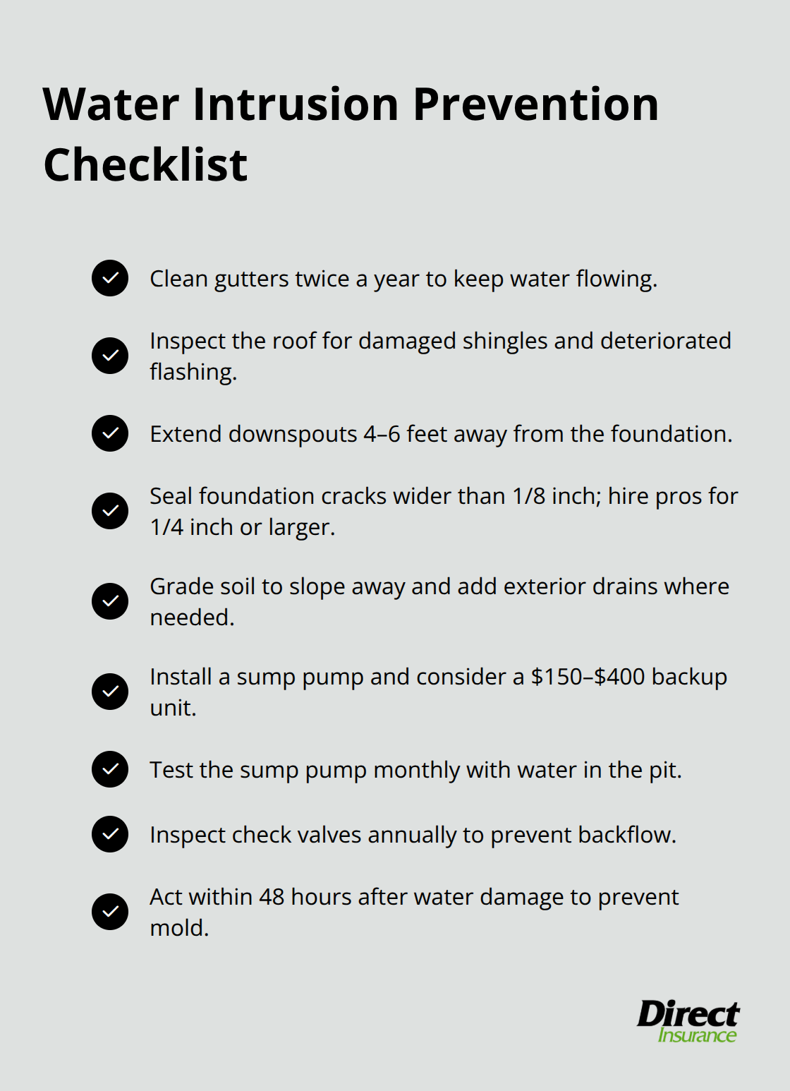 Actionable checklist to keep water out of Utah homes. - Utah water damage coverage