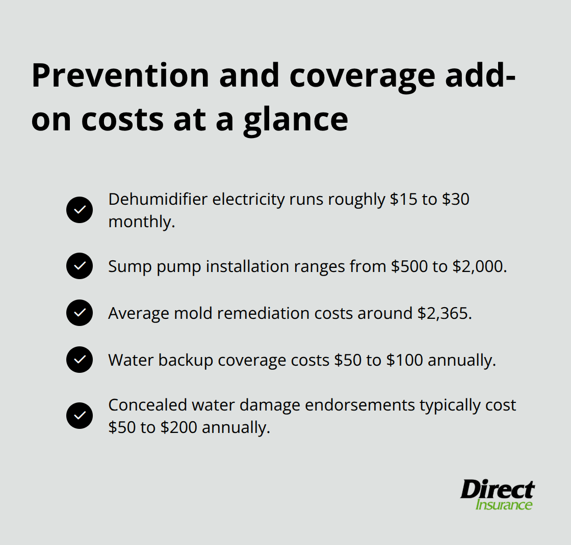 Checkmarked list comparing prevention costs and coverage add-on prices versus remediation expenses.