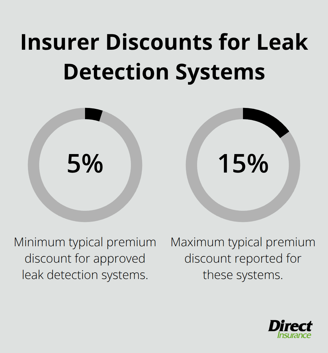 Chart showing typical insurance premium discounts for installing smart leak detection systems.