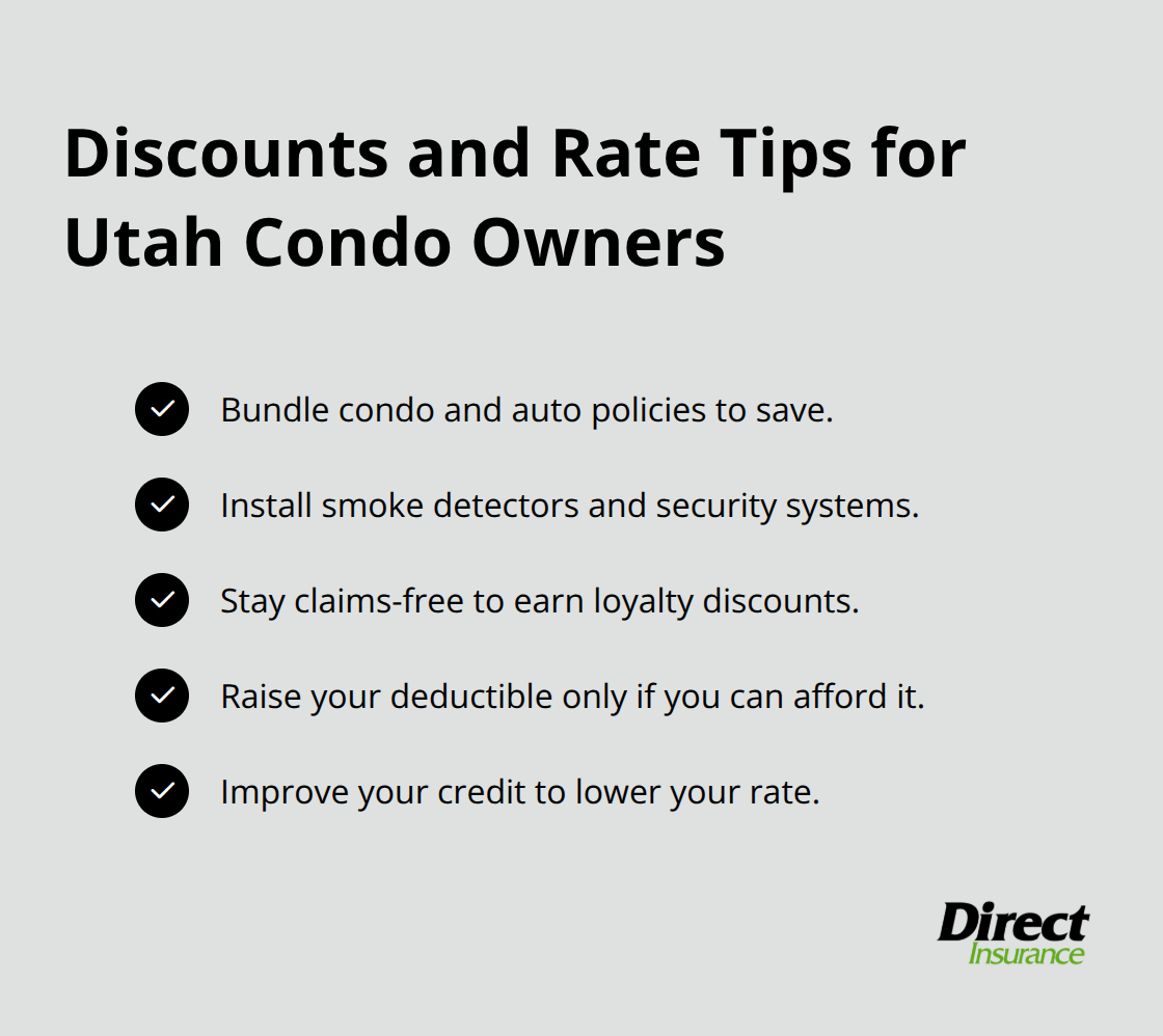 Checklist of ways to lower condo insurance premiums in Utah. - home insurance for condominium
